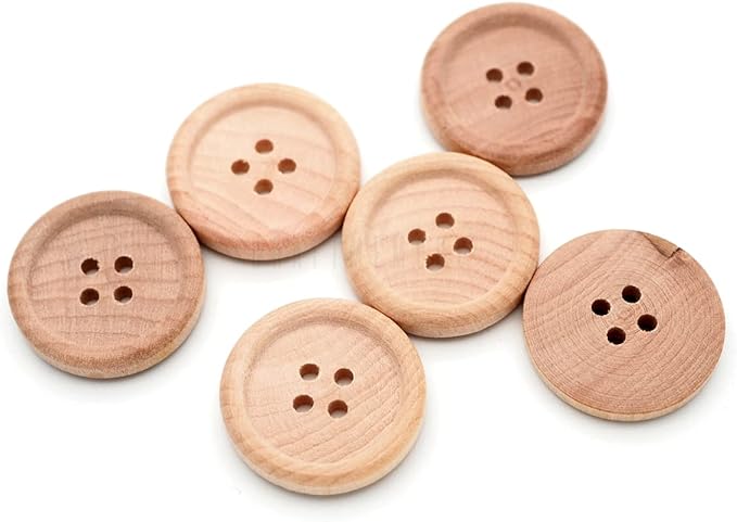 CRAFTMEMORE Wood Buttons 4 Holes Round Wooden Button for Garment Sewing DIY Crafts B08 (13mm, Lt.Brown 12pcs)