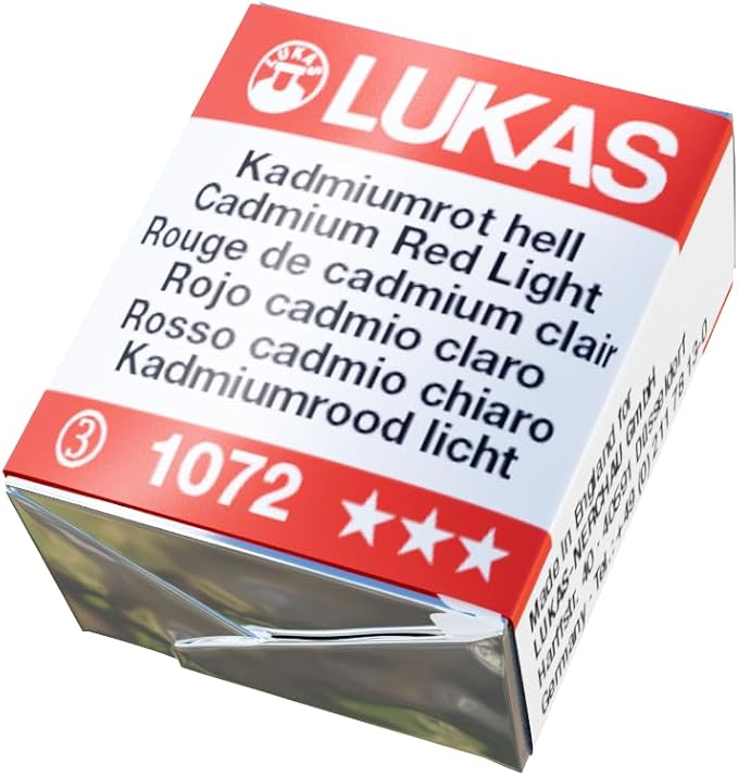 Lukas 1862 Aquarell Artists' Watercolor Pans, Cadmium Red Light Half Pan -Vibrant Professional Grade Watercolor Paint -Easy-to-Wet, Intense Color, Long-lasting -Ideal for Professional Watercolorists