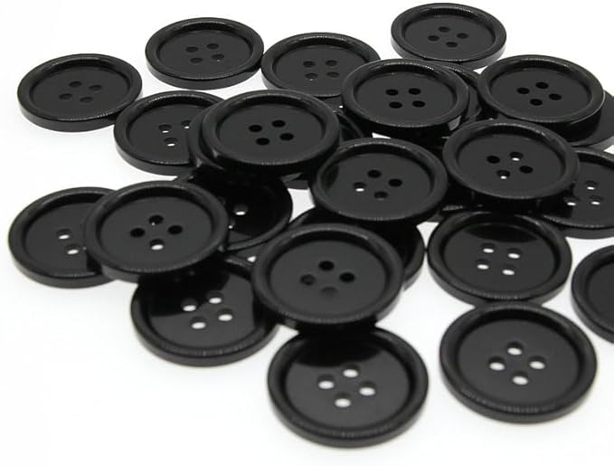 50PCS 1 1/5 Inch Black Button, 4 Holes Plastic Large Buttons for DIY Craft Sewing (Black, 30mm) YIGUANXIN