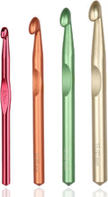 Large Sizes Crochet Hooks 4 pcs Long Crochet Needles Set QLRFFLJOY 8mm 10mm 12mm 15mm Aluminum Alloy Crochet Hook DIY Yarn Weaving Tools for Knitting Blanket, Shawl and Carpet