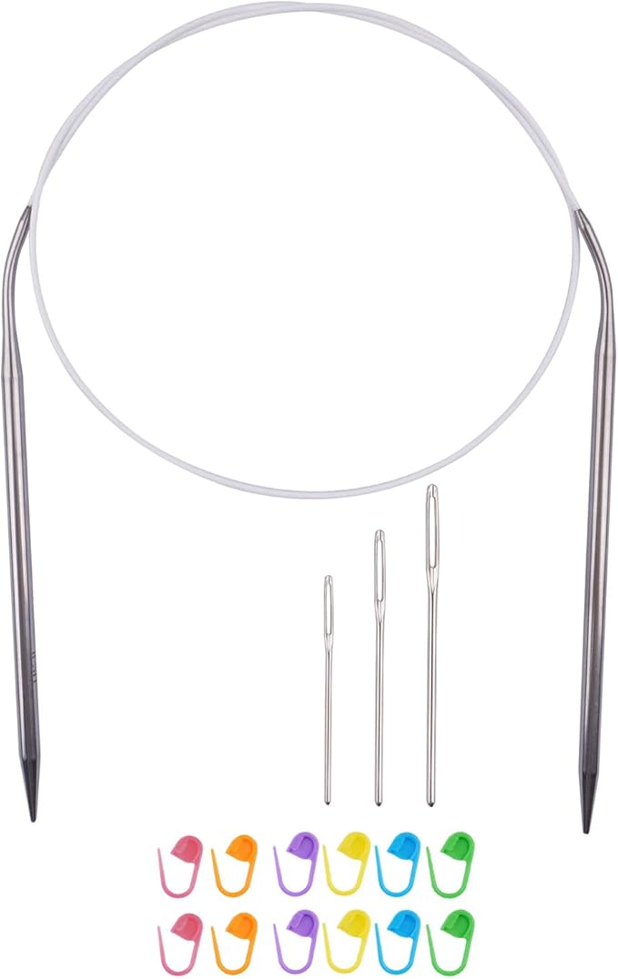 Circular Knitting Needles 32inches/80cm,Size US 8.0(5mm) Stainless Steel Round Knitting Needles for Handmade Knitting DIY