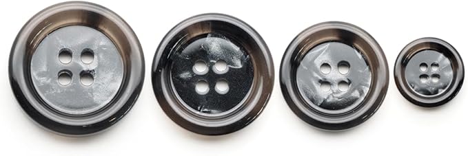 CRAFTMEMORE Tortoiseshell Resin Buttons 4 Holes Button for Garment Sewing Men's Suit DIY Crafts TG47 (15mm Black, 12pcs)