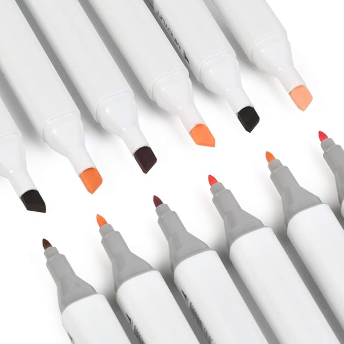 36 Colors Skin Color Markers Dual Tip Marker Pen Alcohol Based Marker with Carry Case, Permanent Sketch Manga Marker Pens for Portrait Illustration Drawing Coloring