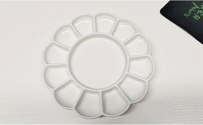 8 Inch Porcelain Watercolor Palette, Mixing Ceramic Watercolor Palette, Mixing Tray Paint Palett for Watercolor Gouache Acrylic Oil Painting 13-Well