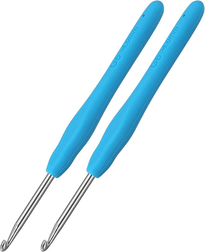 2Pcs 4.0mm Crochet Hooks, Ergonomic Crochet Hook for Arthritis and Beginners, Extra Long, Smooth, Comfortable (Size G / 4.0mm)