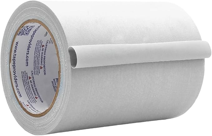 WOD GTC12 Gaffer Tape, White Low Gloss Finish Film, 6 inch x 60 ft. Residue Free, Non Reflective Cloth Fabric, Secure Cords, Water Resistant, Photography, Filming Backdrop, Production