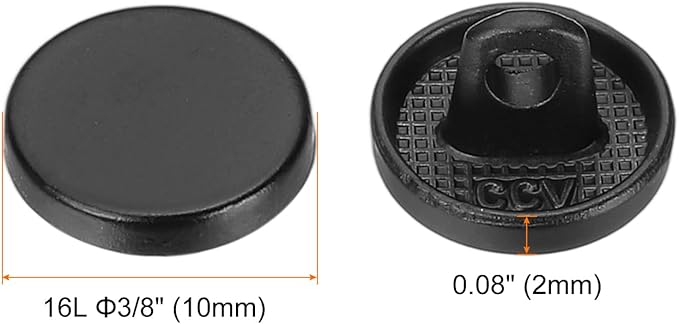 HARFINGTON 50pcs 16L Metal Round Flat Sewing Buttons 10mm Alloy Shank Craft Replacement Button for Men Women Suit Woolen Coat Shirt Trousers Sewing Crafts, Matt Black
