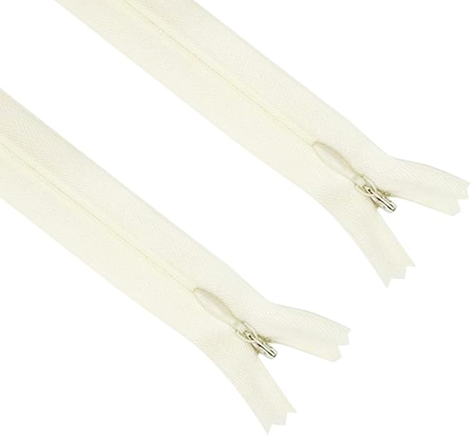 ANPURZII 2PCS #3 14 Inch Beige Invisible Zippers for Sewing Skirts, Nylon Coil Bulk Zippers for Pocket, Pillow(Beige 14" 2PCS)