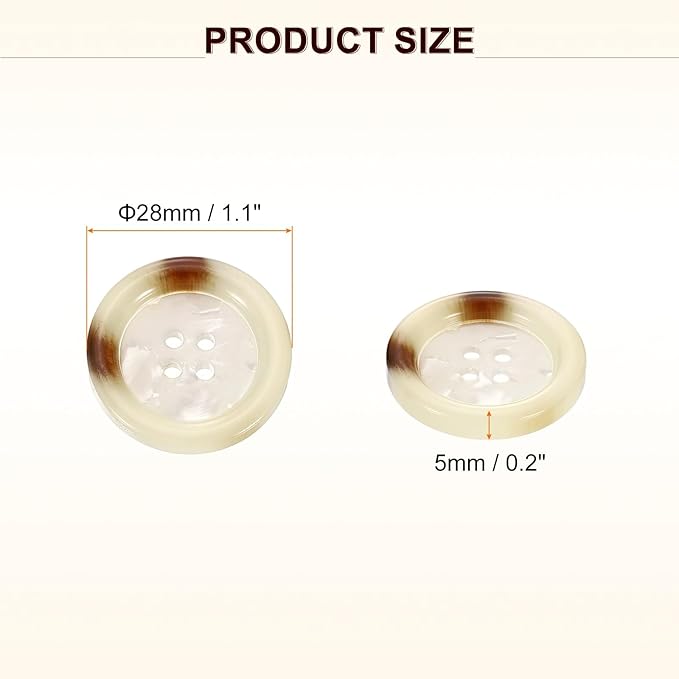 HARFINGTON 24pcs Sewing Button 28mm (1-1/8") 4 Holes Resin Round Buttons Craft Sewing Accessories for Clothing DIY Crafts Decoration, White