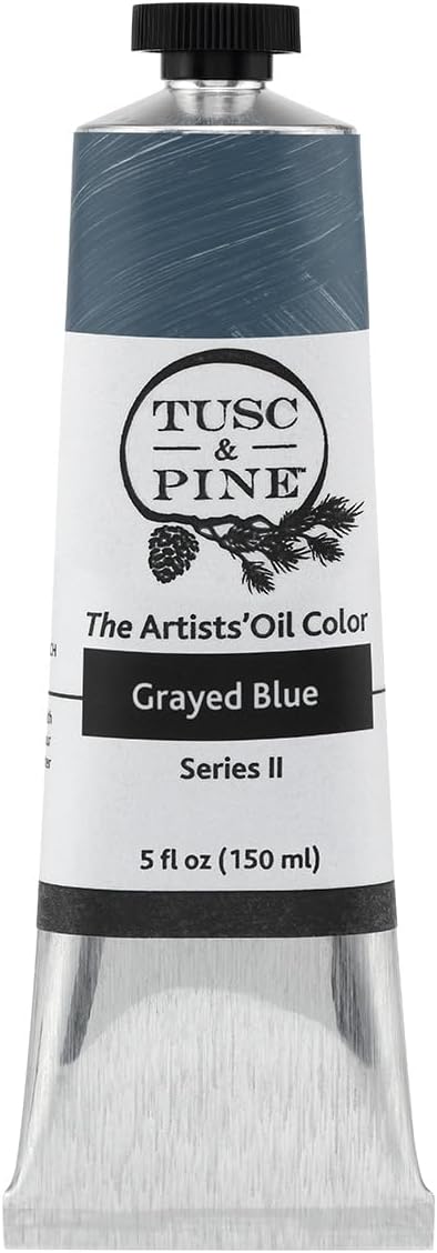 Tusc & Pine Artist Oil Paint - Grayed Blue, 150 ml, Non-Yellowing, Rich & Creamy Consistency, Maximum Pigment Load, Small Batch Milled Oil Paints Made in the USA for Professional Artists