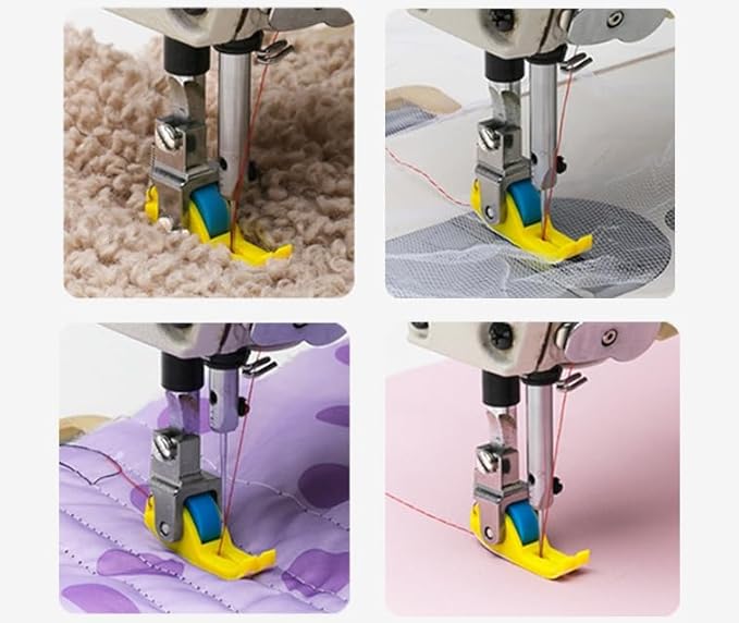 HONEYSEW 2PCS Roller Sewing Presser Foot Rubber Wheel Small Light Sew Foot Stitching PVC Leather Fabric for Most Industrial Sewing Machine