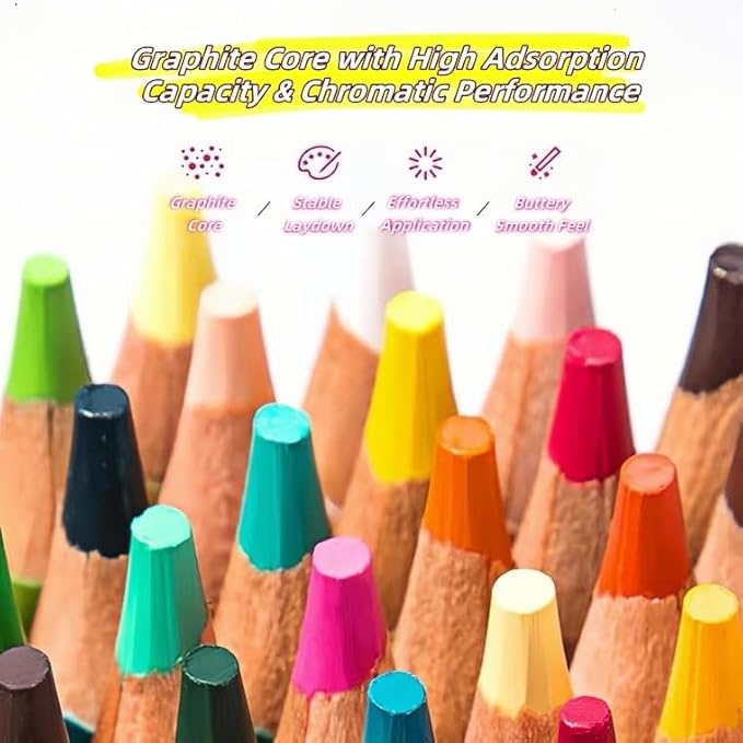 Premium Colored Pencils Set - Artist-Grade, Soft Oil-based Colored Pencils for Vibrant Drawing, Coloring & Sketching, Perfect for Artists, Beginners & Adults (72 pcs)