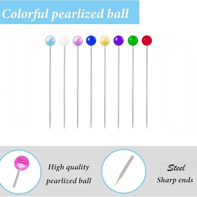 600Pcs Colorful Pearlized Sewing Pins for Fabric, 1.57inch Quilting Pin with 0.17inch Easy Grip Needle Bead, Multicolor with Sponge Holder, Straight Pins Sewing for Sewing Crafts Jewelry DIY