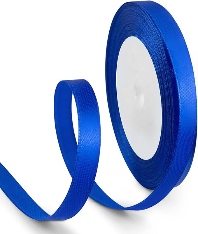 3/8 Inch 25 Yards Satin Ribbon Royal Blue, Solid Color Fabric Ribbon for Gift Wrapping, Wedding, Polyester Gift Ribbon for Birthday Party Decoration, Craft, Hair, Floral, Sewing