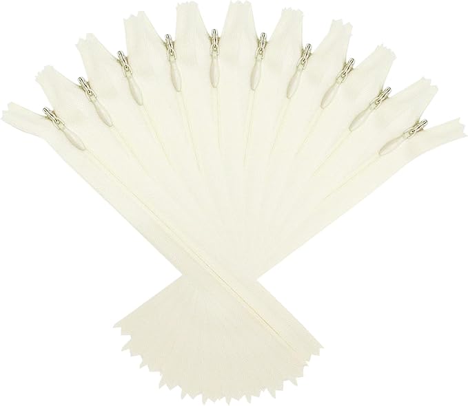 ANPURZII 10PCS #3 6 Inch Beige Invisible Zippers for Sewing Skirts, Nylon Coil Bulk Zippers for Pocket, Pillow(Beige 6" 10PCS)