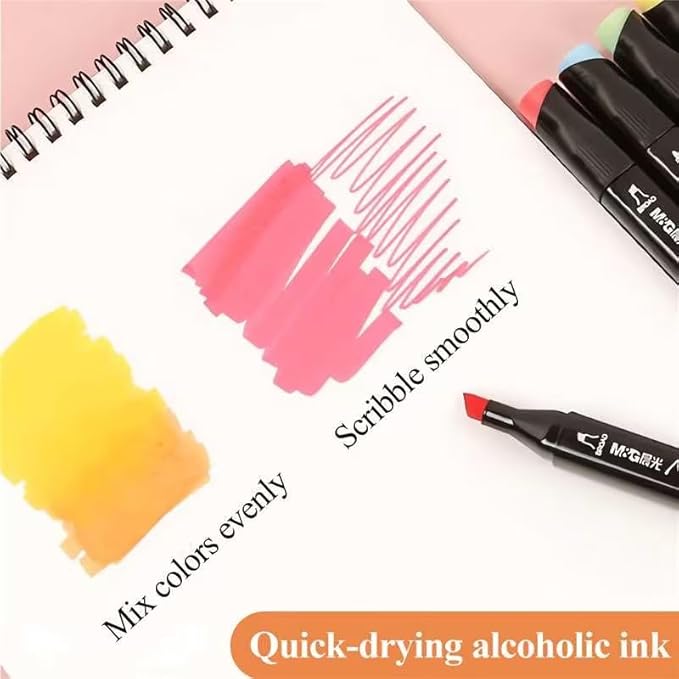 M&G 24 Colors Alcohol Based Dual Tip Art Markers Set, Alcohol Markers- Stocking Stuffers, Christmas Gift Idea for artists - Art Supplies