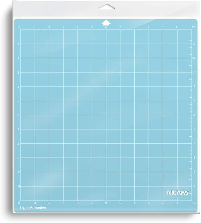 Nicapa Cutting Mat for Silhouette Cameo 3/2/1 (Light-Grip,12x12 inch 3pack) Adhesive&Sticky Non-Slip Flexible Square Gridded Blue Cut Mats Replacement Accessories Set Matts Vinyl Craft Sewing