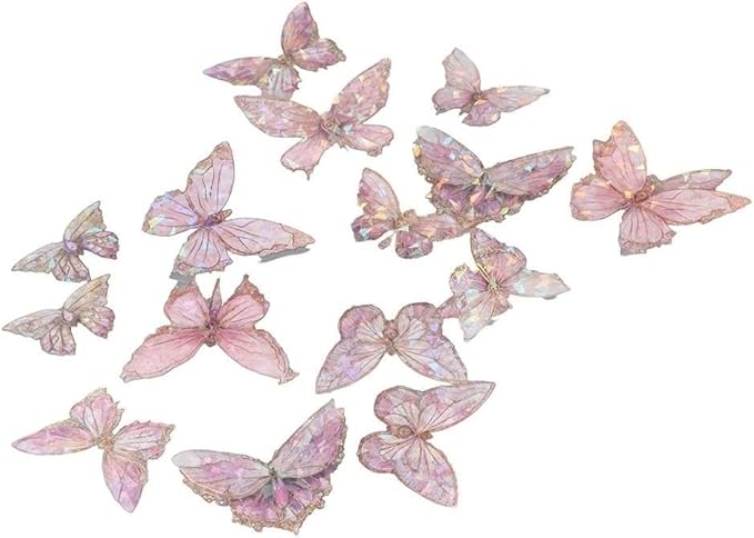 20Pcs/Bag Butterfly Stickers Set, Holographic Ice Crystals Resin Waterproof Stickers for Album Scrapbooking