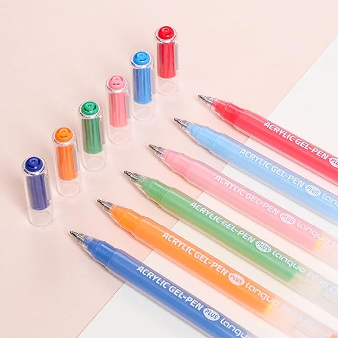 Acrylic Gel Pens for Coloring Books, Quick Dry 6 Pcs 1.0mm Fine Point Gel Marker Pen for Drawing, Journaling Art, Nordic Blue
