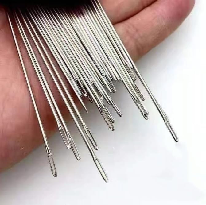 34 PCS Big Eye Steel Sewing Needles Kit, Stainless Steel Sewing Needle Kit, Needles Thread Hand Repair Kit, Needle Threader and Hand Sewings Set, Portable Travel Working