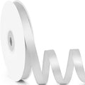3/8" x 50 Yards Satin Ribbon - Silver Silk Ribbon with Spool - Ideal for Gift Wrapping, Floral Bouquets, Crafts, Wedding Party Decorations, Christmas and Sewing Projects