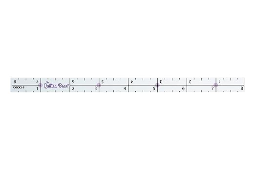 The Quilted Bear Quilter's Quarter - Transparent Acrylic Non Slip Quarter Inch Quilting, Patchwork & Sewing Ruler with ¼, ½, and 1" Markings (8 inches)