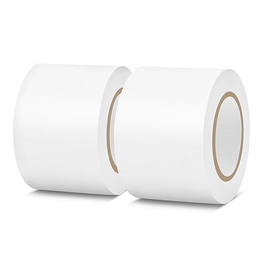 2 Pack Pipe Wrap Tape with PVC Backing, 50' Length X 2" Width White Insulation Tape, Chemical Resistant for Insulation and Protection of Electrical Wires, Water Pipes and Underground Pipes