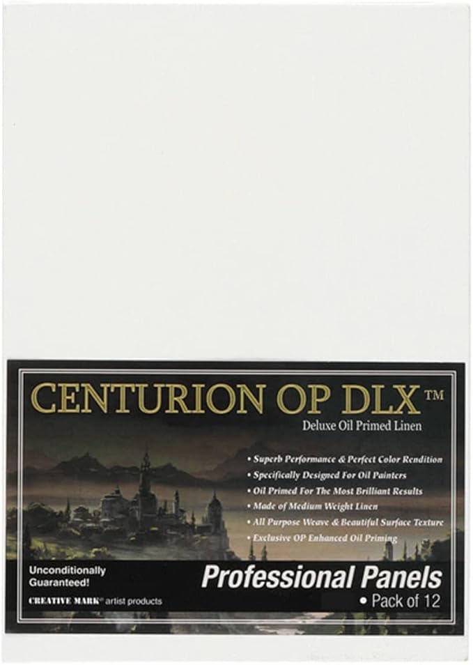 Centurion Deluxe Professional Oil Primed Linen Canvas Panels - 6x8-12 Pack of Linen Canvases for Painting, Artwork and More