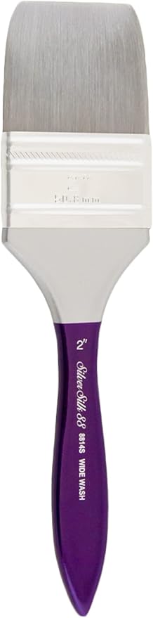 Silver Brush Limited 8814S Silver Silk Wide Wash Brush for Watercolor, Gouache, and Acrylic Paint, Size 2 Inches, Short Handle