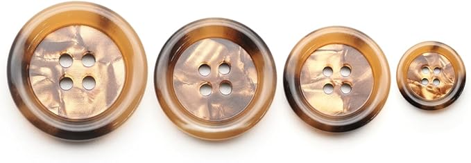 CRAFTMEMORE Tortoiseshell Resin Buttons 4 Holes Button for Garment Sewing Men's Suit DIY Crafts TG47 (18mm Brown, 12pcs)