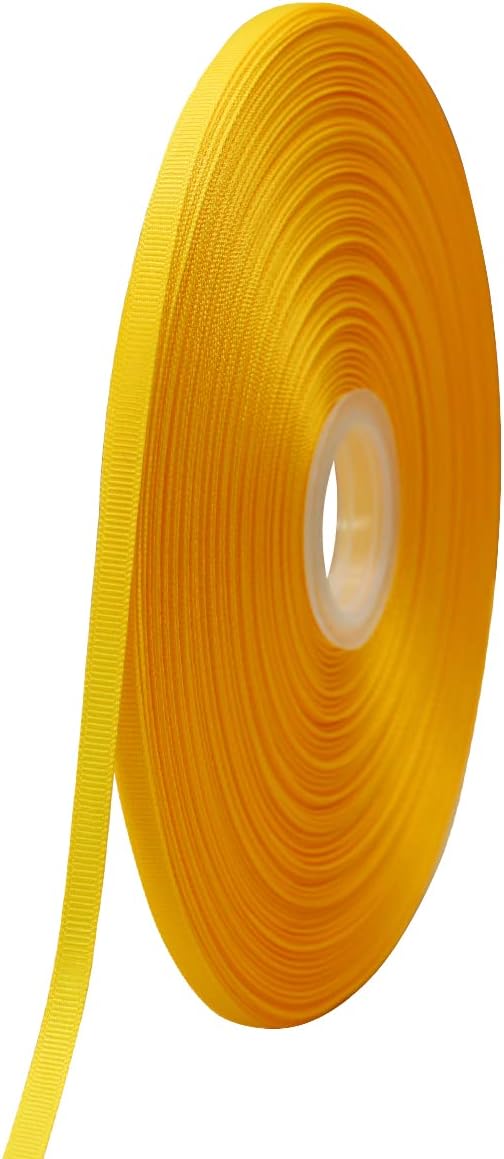 Jesep One Roll 100 Yards Soild Grosgrain Ribbon Boutique Gift Wrapping Package Ribbon, DIY Crafts Bow Hair Headband Accessories Assorted Ribbon #642 (1/4" 6mm, Gold)