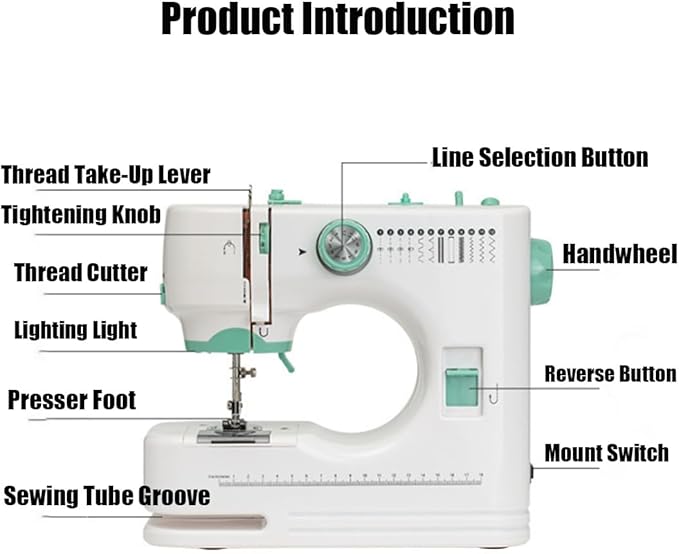 Compact Home Electric Sewing Machine, Sewing Machine for Beginners with 12 Built-in Stitches, Portable Cordless Handheld Twin Needles SewingMachine for Adults, Home Mending & Crafting (A)