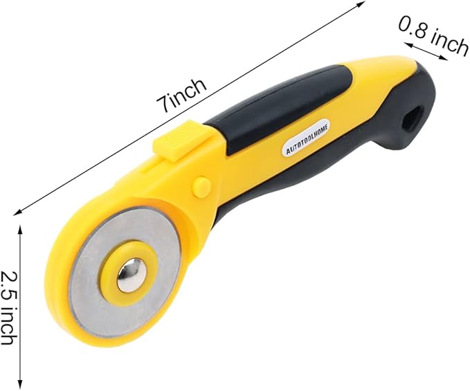AUTOTOOLHOME 45mm Rotary Cutter Automatic Fabric Cutter 5pcs Titanium Replacement Blades 5pcs Pinking Rotary Blades with Safety Lock for Quilting, Sewing, Crafts