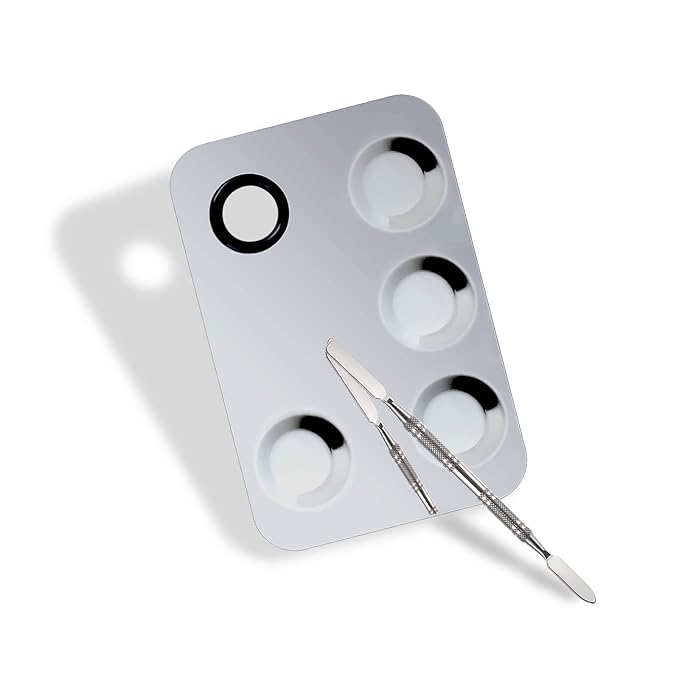 Upgrade Mixing Makeup Palette, Stainless Steel Palette With Spatula Tool for Mixing Cosmetic and Pigment, Nail-art