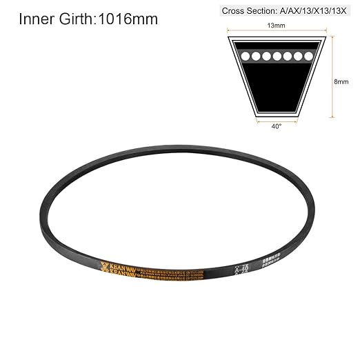 uxcell A40 Drive V-Belts 40" Inner Length 13mm Width 8mm Thick JIS Standard A-Section Rubber Drive Industrial Transmission Belt