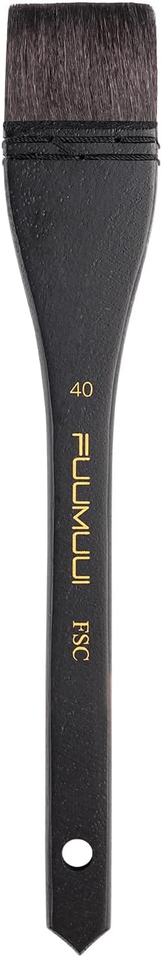 Flat Watercolor Brushes, Fuumuui 40mm Professional Squirrel Hair Flat Hake Brushes, Artists Scale Large Paint Brush with Long Handle for Watercolor and Acrylic Paints
