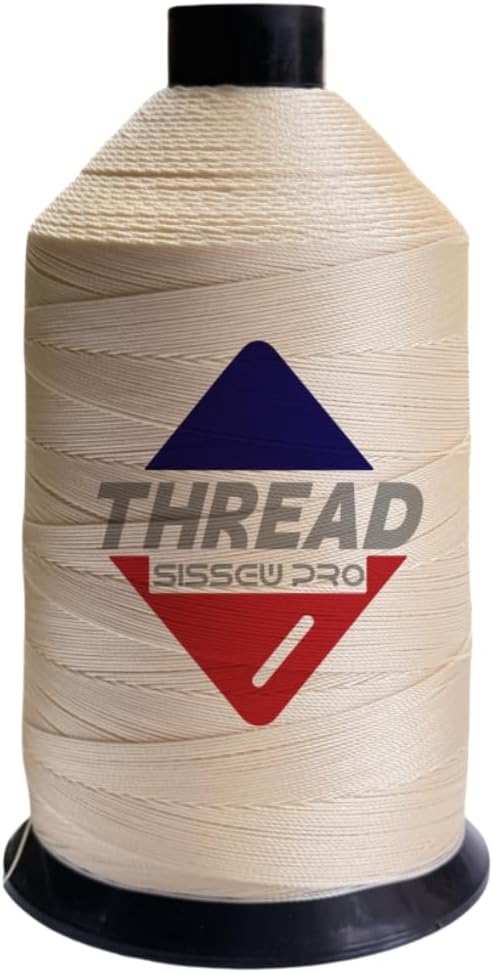Sissewpro 16oz 207 Bonded Nylon Thread for Sewing Machine Leather Stitching Repair, T210 Thick Nylon Beige Sewing Thread for Upholstery Heavy Duty, Saddles,Furniture, Awnings, #207 Tex210 2000yds