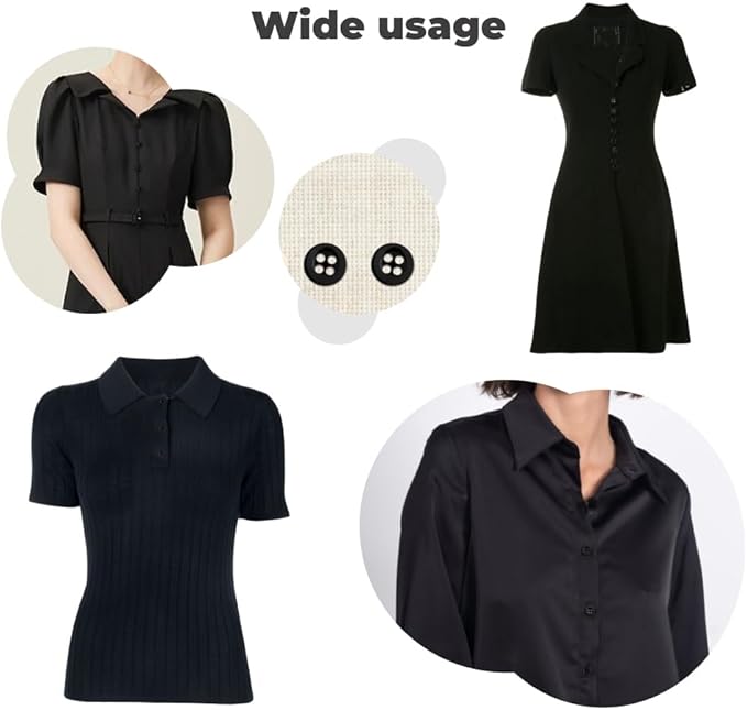 100 Pcs Black Sewing Buttons 4 Hole Round Buttons 0.4 inch 16L Plastic 10mm Black Replacement Bulk Ideal for Clothes Pants Blouse Shirt Dress Skirt Shorts Decorative DIY Arts Crafts