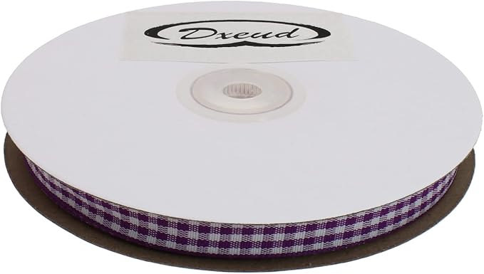 Gingham Ribbon 50 Yard Each Roll 100% Polyester Woven Edge (3/8" x 50 Yards, Purple)
