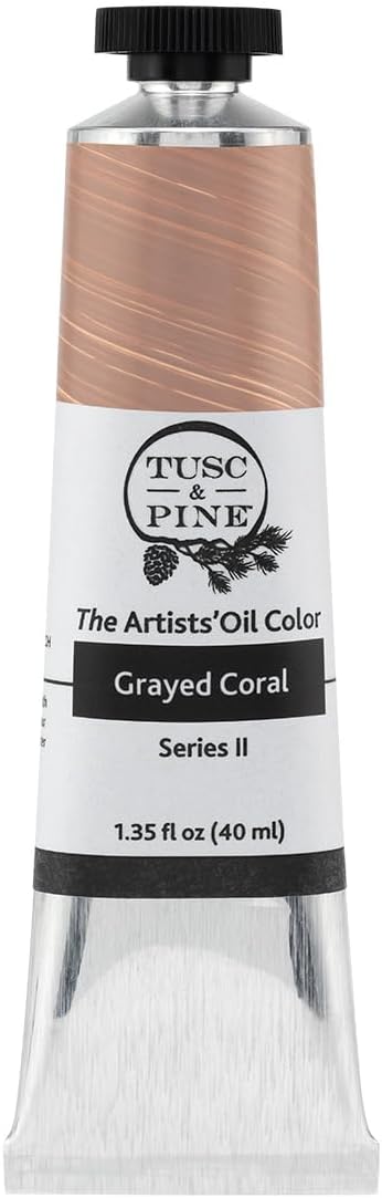 Tusc & Pine Artist Oil Paint - Grayed Coral, 40 ml, Non-Yellowing, Rich & Creamy Consistency, Maximum Pigment Load, Small Batch Milled Oil Paints Made in the USA for Professional Artists