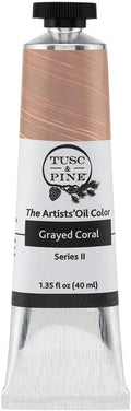 Tusc & Pine Artist Oil Paint - Grayed Coral, 40 ml, Non-Yellowing, Rich & Creamy Consistency, Maximum Pigment Load, Small Batch Milled Oil Paints Made in the USA for Professional Artists