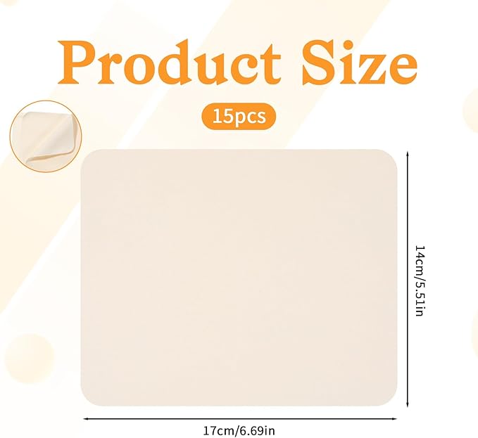 Thinp 15 Pieces Pre Cut Chamois Cloth, Ceramics Trimming Tools Artist Chamois Leather Soft Shammy Cloth for Pot Rim Smoothing Pottery Drawing, 5.5 X 6.69 Inch (Beige)