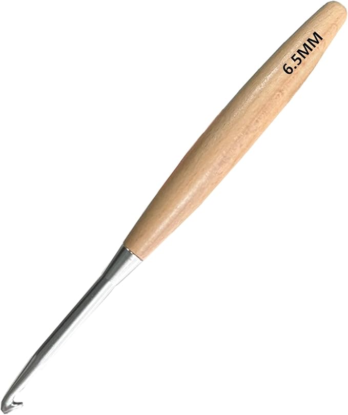 Beech Wood Crochet Hooks,6.5mm Ergonomic Handle Crochet Hook Hand DIY Comfortable Smooth Long  Crochet Needle for Crocheting Yarn and Beginners,Experienced Crochet Lovers
