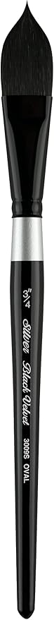 Silver Brush Limited 3009S-3/4 Black Velvet Oval Wash Paintbrush for Watercolor, Gouache, Inks, & Dyes, Size 3/4 Inch, Short Handle