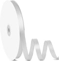 3/8" x 100 Yards Satin Ribbon - Silver Silk Ribbon with Spool - Ideal for Gift Wrapping, Floral Bouquets, Crafts, Wedding Party Decorations, Christmas and Sewing Projects