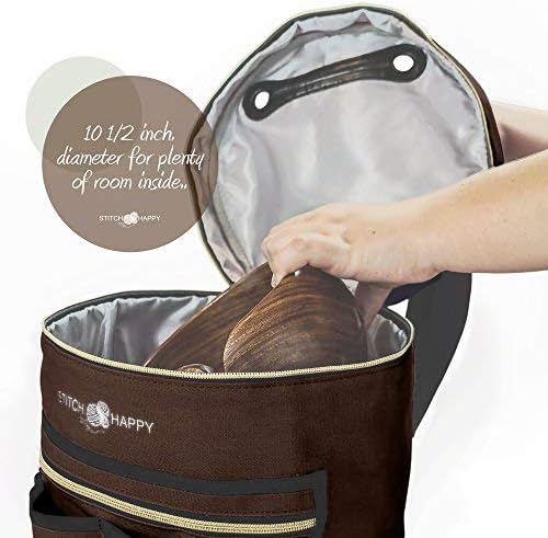 Designer Stitch Happy Crocheting Kit: 52 Piece Crochet Kit for Beginners & 7 Pocket Yarn Bag, Signature Yarn Storage - Chocolate