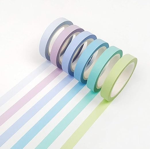 YUBBAEX Washi Tape 12 Rolls Rainbow Color Masking Decorative Tapes Set for Arts, DIY Crafts, Journals, Planners, Scrapbooking, Wrapping (8mm)