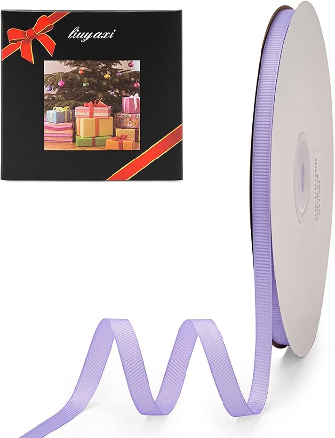 LIUYAXI 1/4" X 50 Yards Solid Lavender Grosgrain Ribbon, Perfect for Crafts, Wedding Decor, DIY Hair Accessories, Sewing, Gift Package Wrapping and More