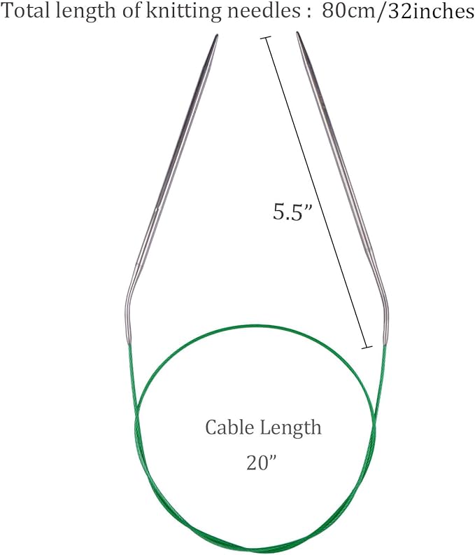 Circular Knitting Needles 32inches/80cm,Size US 4.0(3.5mm) Stainless Steel Round Knitting Needles for Handmade Knitting DIY