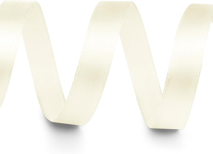 3/8" x 100 Yards Satin Ribbon - Ivory Silk Ribbon with Spool - Ideal for Gift Wrapping, Floral Bouquets, Crafts, Wedding Party Decorations, Christmas and Sewing Projects